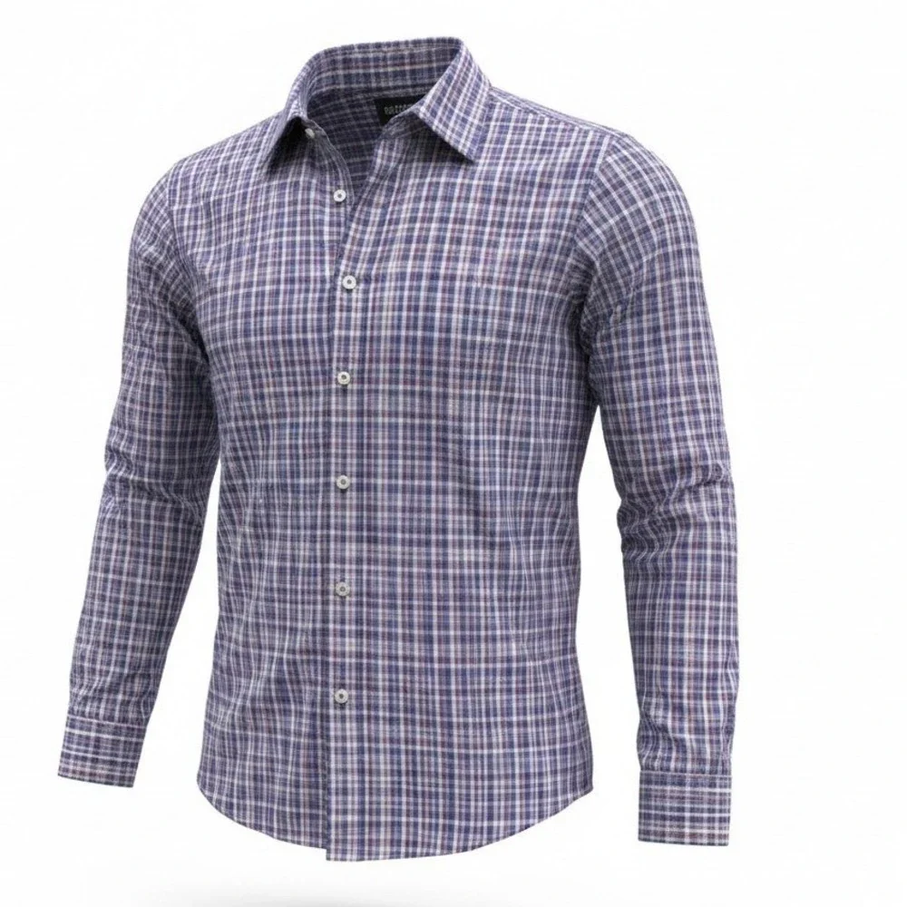 Mizzen+Main Leeward Mens Large Trim Fit Gingham Performance Dress Shirt L-10007